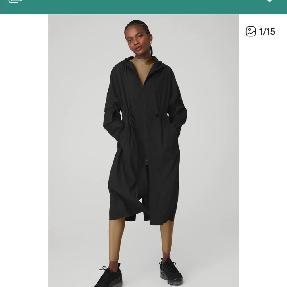 Alo Yoga womens black Summer Nights hooded casual Lightweight Coat size XS